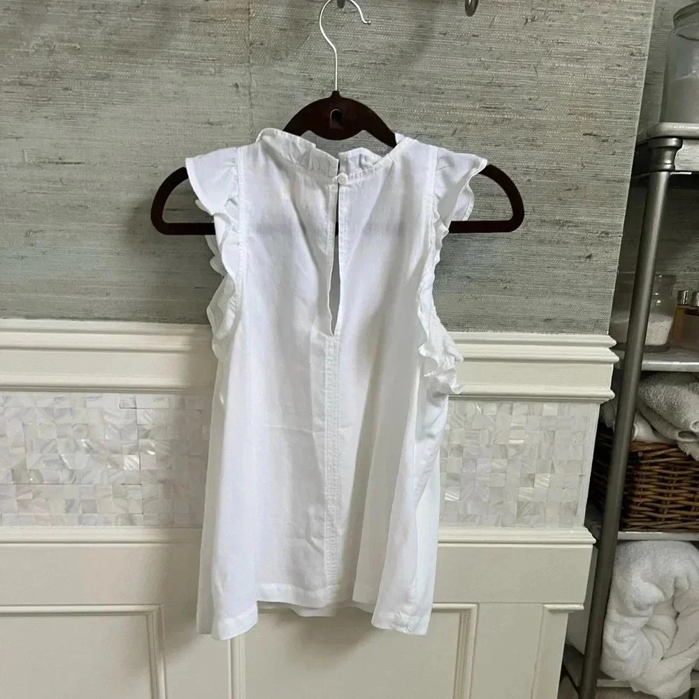 NWT new Anthropologie cloth & stone white ruffled tank sleeveless top MP medium - Picture 14 of 16